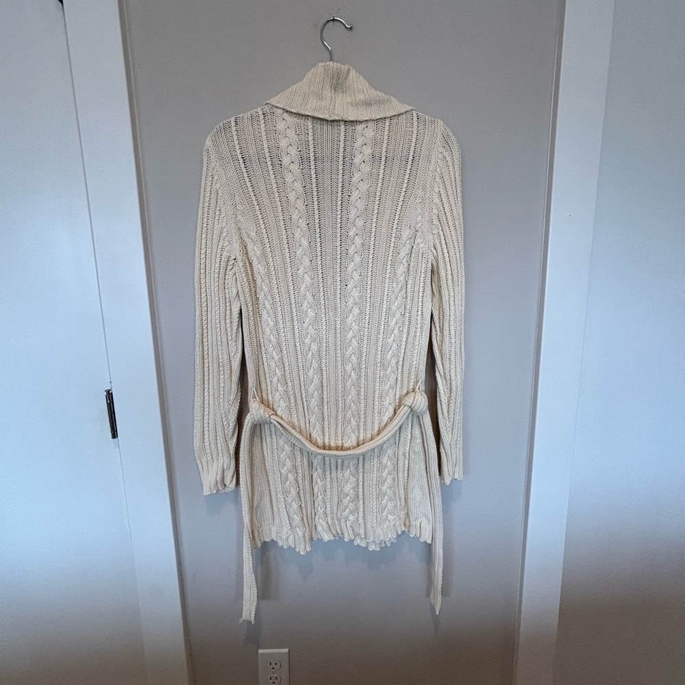 Eddie Bauer Cream Cable Knit Cardigan Large - Picture 2 of 4